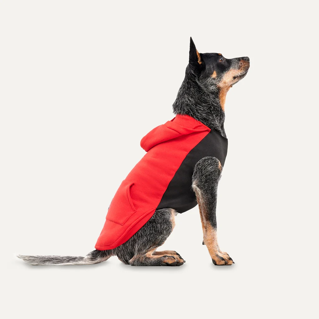 Felpa in pile per cani con fodera in peluche, taglia M, rosso e nero – Goo-eez Kangaroo Fleece Hoodie - immagine 1