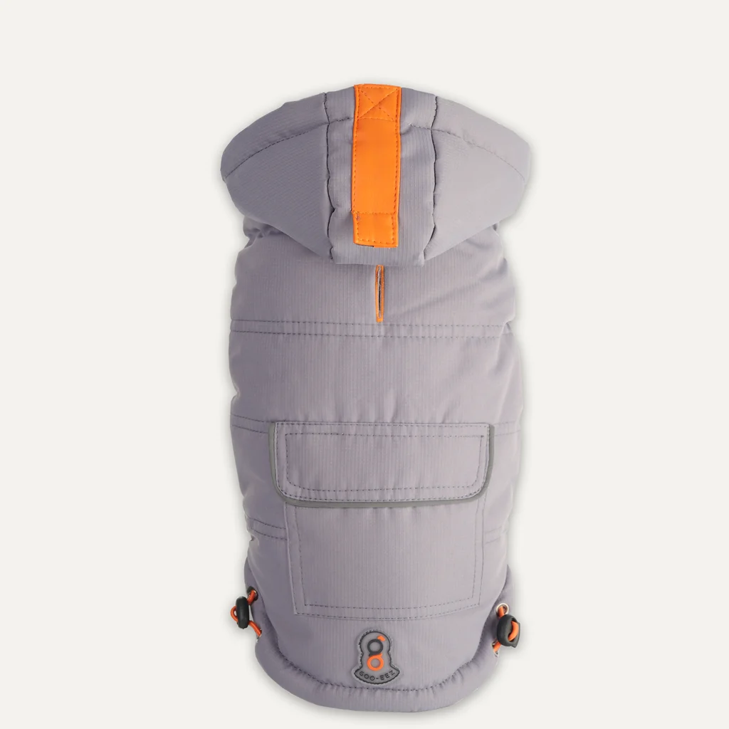 Tuta da neve impermeabile per cani con cappuccio, XXS, lunghezza del dorso 24 cm, grigia – Goo-eez Hooded Full Body Snowsuit - immagine 5