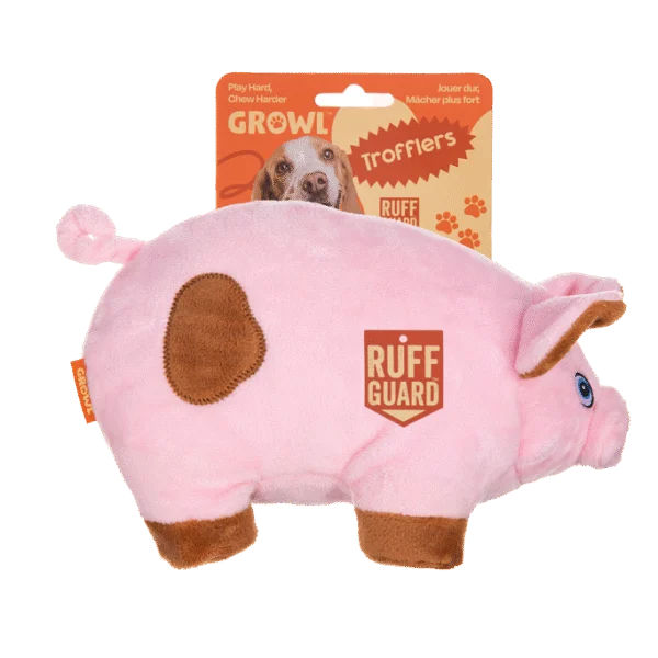 Peluche per cani con grande squeaker – Growl Trofflers Oinkers il Maialino