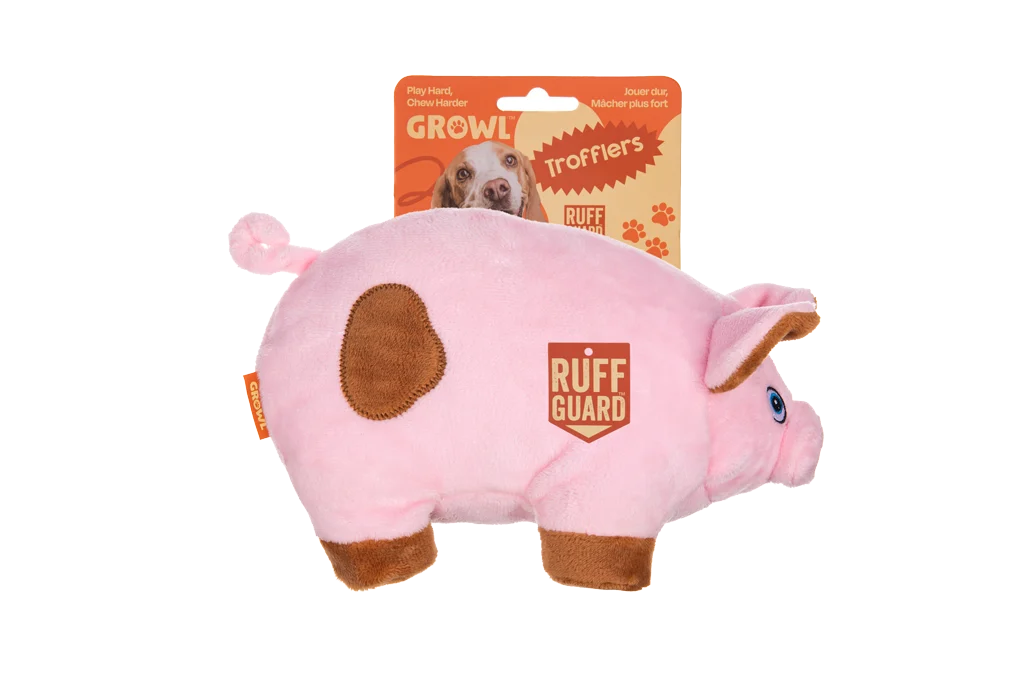 Peluche per cani con grande squeaker – Growl Trofflers Oinkers il Maialino - immagine 1