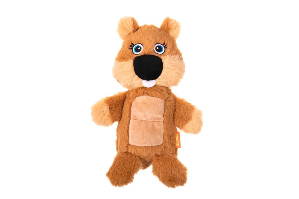 Peluche per cani Castoro con tappetino sonoro e squeaker – Growl Belly Boomerz Benny il Castoro - immagine 2