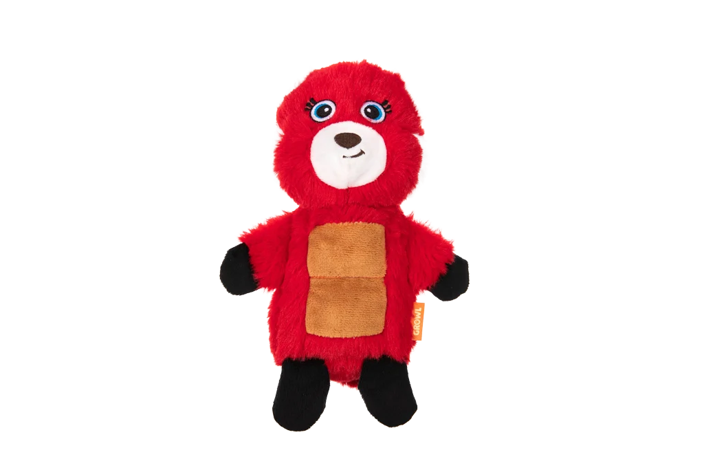 Peluche per cani a forma di panda rosso con tappetino sonoro e squeak – Growl Belly Boomerz Riley il Panda Rosso - immagine 2