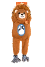 Giocattolo da tiro in peluche e corda con 2 squeaker – Growl Jungle Tugz Louie il Leone