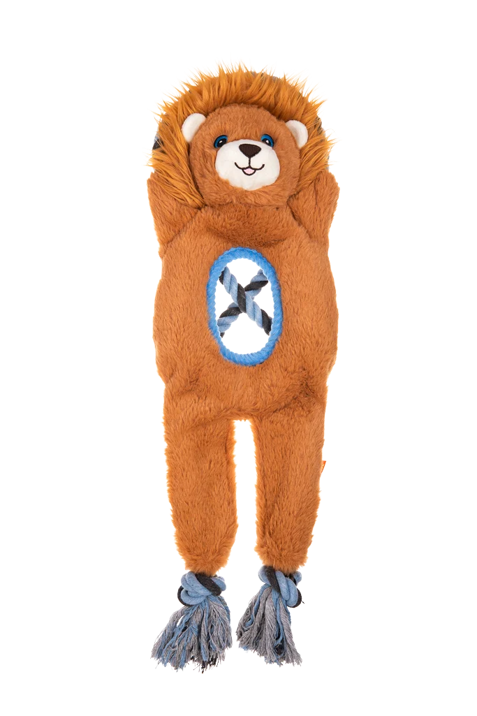 Giocattolo da tiro in peluche e corda con 2 squeaker – Growl Jungle Tugz Louie il Leone - immagine 2