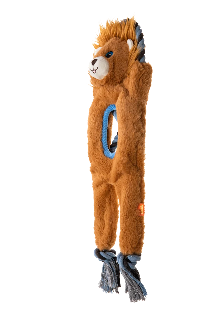 Giocattolo da tiro in peluche e corda con 2 squeaker – Growl Jungle Tugz Louie il Leone - immagine 3