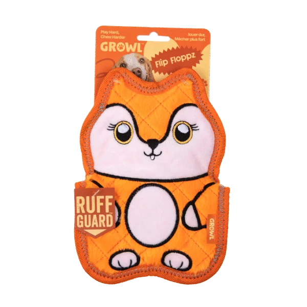 Gioco sonoro per cani con tre squeaker – Growl Flip Floppz Fergie la volpe
