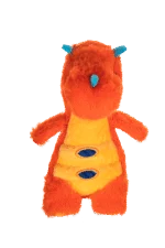 Peluche per cani in peluche con corda e grande squeaker – Growl Stomperz Tina, la triceratopo arancione - immagine 2