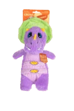 Peluche per cani con corda e grande squeaker – Growl Stomperz Benny il Brachiosauro viola