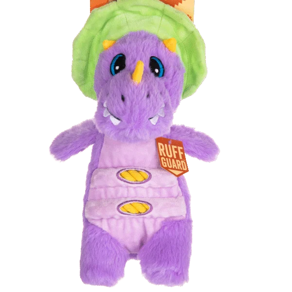 Peluche per cani con corda e grande squeaker – Growl Stomperz Benny il Brachiosauro viola