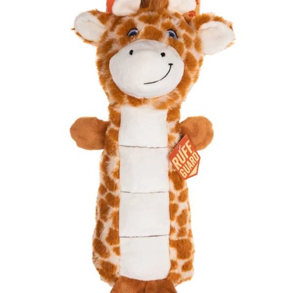 Peluche per cani con area squittente e squeaker – Growl Belly Busters Ginny la giraffa