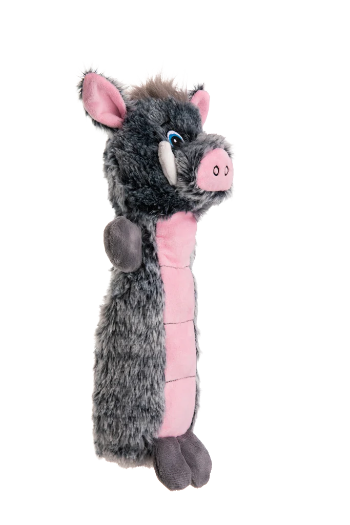 Peluche per cani con superficie squittente e squeaker – Growl Belly Busters Wally il maiale - immagine 3