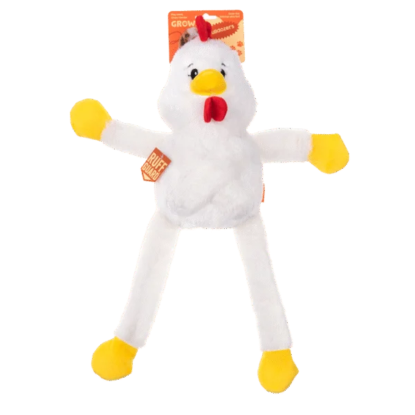 Peluche per cani con 5 squeaker – Growl Pulldozers Chuck il Pollo
