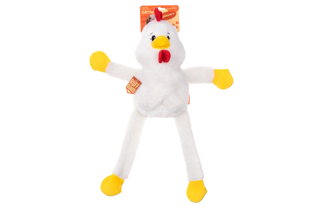 Peluche per cani con 5 squeaker – Growl Pulldozers Chuck il Pollo - immagine 1