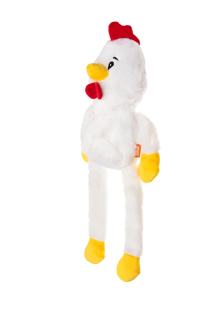 Peluche per cani con 5 squeaker – Growl Pulldozers Chuck il Pollo - immagine 3