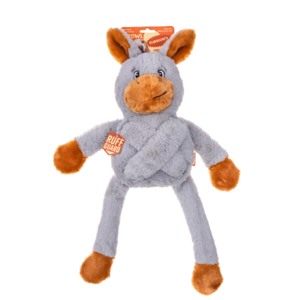 Peluche per cani con 5 squeaker – Growl Pulldozers Denny l’Asino