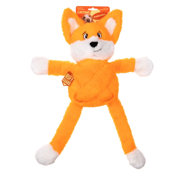 Giocattolo per cani in peluche con 5 squeaker – Growl Pulldozers Freddy la volpe