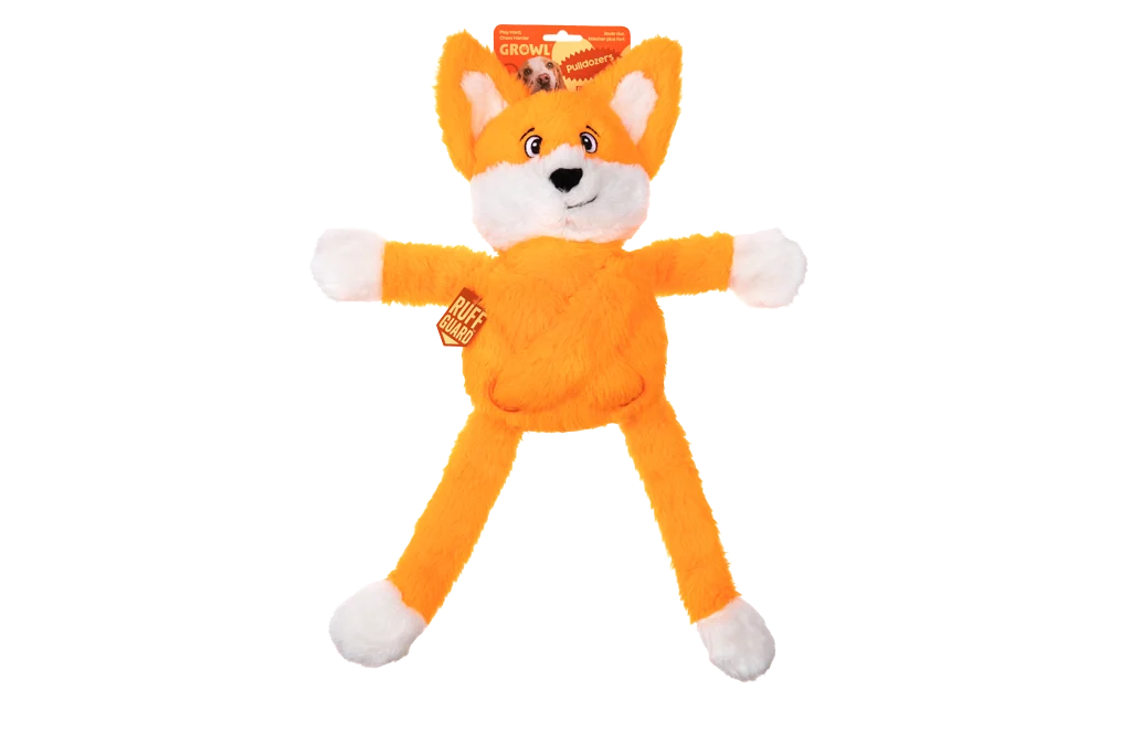 Giocattolo per cani in peluche con 5 squeaker – Growl Pulldozers Freddy la volpe - immagine 1