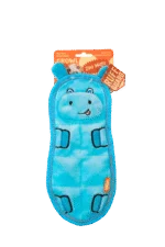 Peluche per cani piatto con 7 squeaker – Growl Zoo Matz Hugo l’Ippopotamo