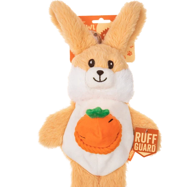 Peluche per cani con 2 squeaker e giocattolo nascosto – Growl Snackerz Bentley il coniglio