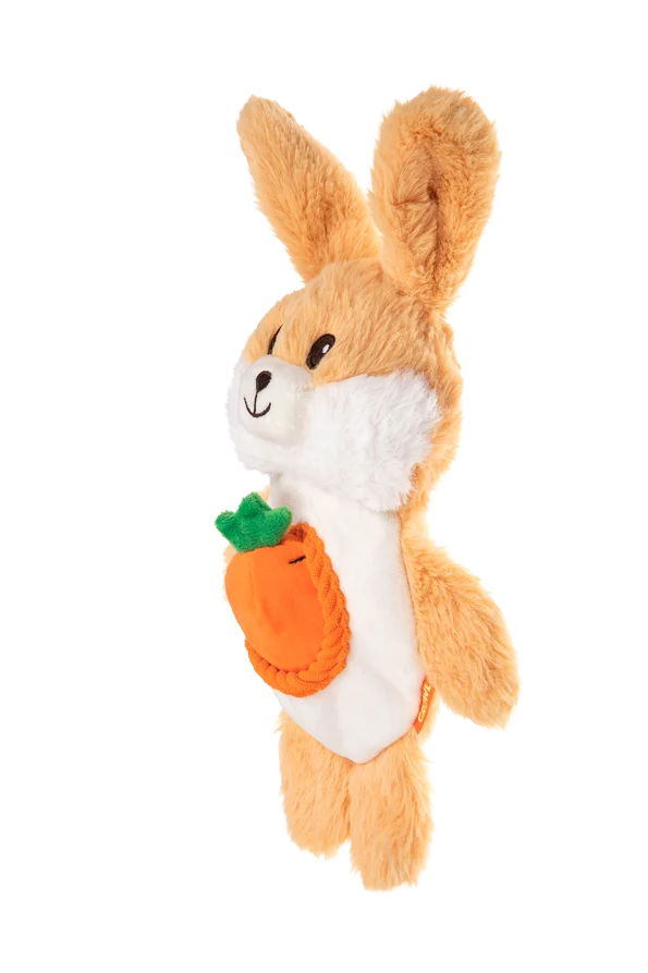 Peluche per cani con 2 squeaker e giocattolo nascosto – Growl Snackerz Bentley il coniglio - immagine 3