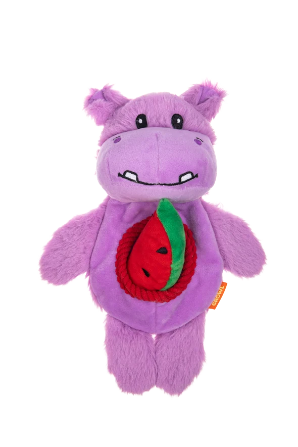 Peluche per cani con 2 squeaker e giocattolo nascosto – Growl Snackerz Hilda l'Ippopotamo - immagine 2