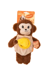 Peluche per cani con 2 squeaker e giochino nascosto – Growl Snackerz Milo la Scimmia