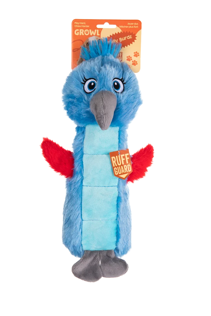 Peluche per cani con tappetino sonoro e squeaker – Growl Belly Burdz Percy il Pappagallo - immagine 1