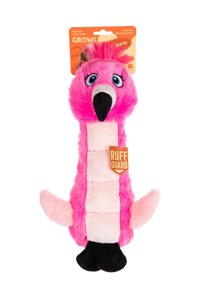 GROWL52034.png Peluche per cani fenicottero con tappetino sonoro e squeaker – Growl Belly Burdz Fione il Fenicottero - immagine 1