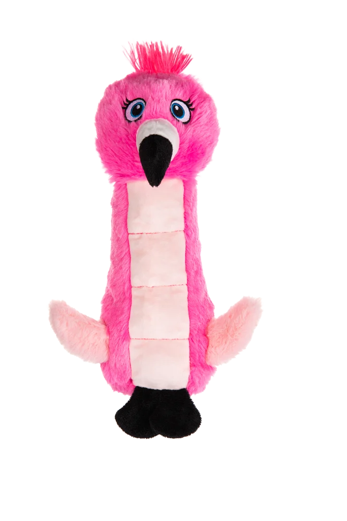 Peluche per cani fenicottero con tappetino sonoro e squeaker – Growl Belly Burdz Fione il Fenicottero - immagine 2