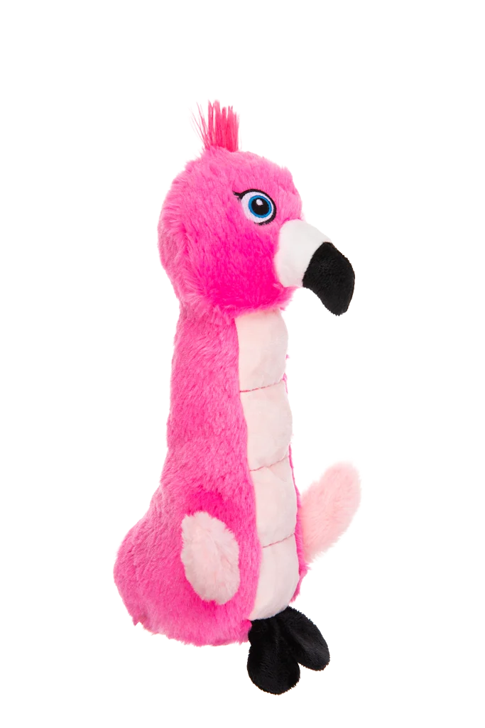Peluche per cani fenicottero con tappetino sonoro e squeaker – Growl Belly Burdz Fione il Fenicottero - immagine 3