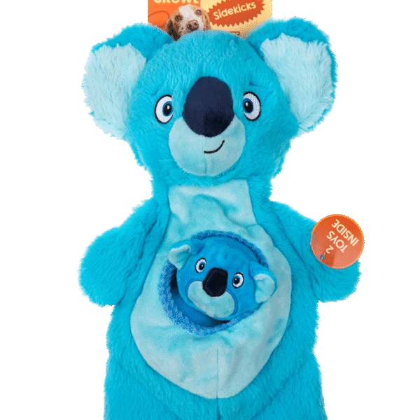 Peluche per cani con squeaker e 2 giochini nascosti – Growl Sidekicks Koala Joey
