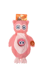 Peluche per cani in pile con squeaker e 2 giochi nascosti – Growl Sidekicks Hoot e Hootlet