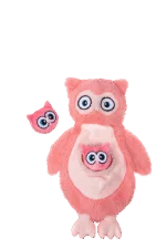 Peluche per cani in pile con squeaker e 2 giochi nascosti – Growl Sidekicks Hoot e Hootlet - immagine 2