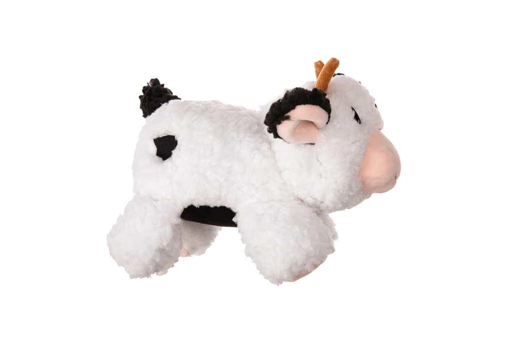 Peluche per cani in sherpa con squeaker grande – Growl Fuzzaroos Coco la mucca - immagine 4