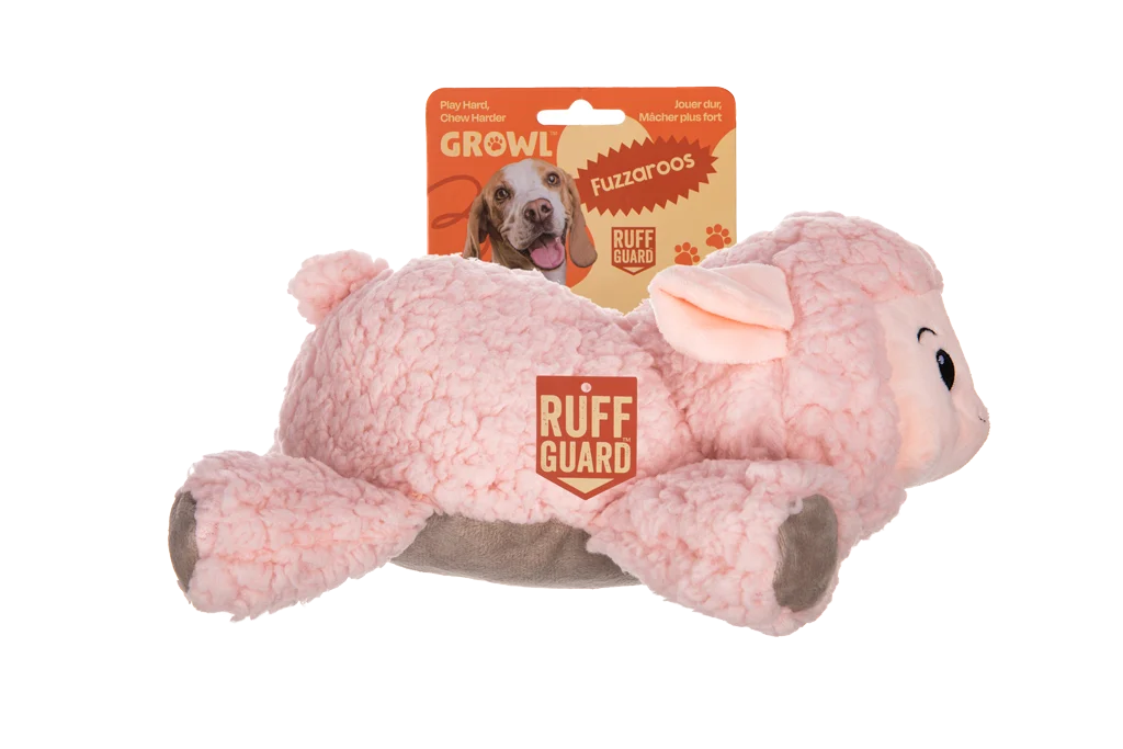 Peluche per cani in sherpa con squeaker grande – Growl Fuzzaroos Lolly l’agnellino - immagine 1