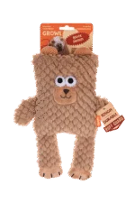 Peluche per cani a forma di cubo con squeaker – Growl Block Heads Boxy l'Orso