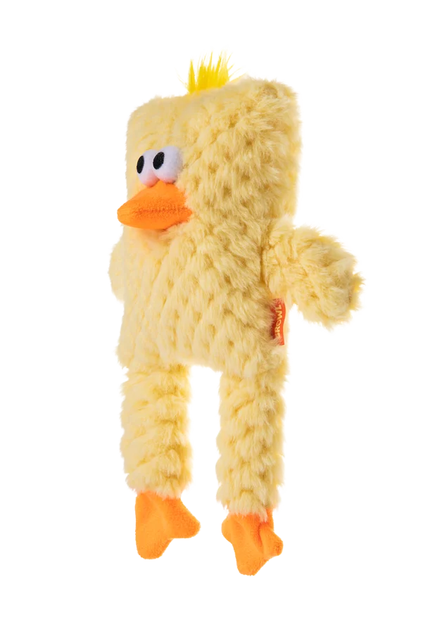 Peluche per cani a forma di cubo con squeaker – Growl Block Heads Cheepers il Pulcino - immagine 3
