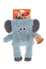 Peluche per cani con forma a blocco e squeaker – Growl Block Heads Trunky l’elefante