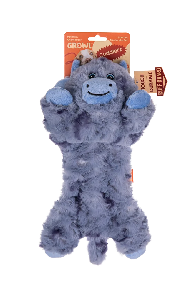 Peluche per cani con 5 squeaker e carta frusciante – Growl Cuddlerz Chewy la Mucca - immagine 1