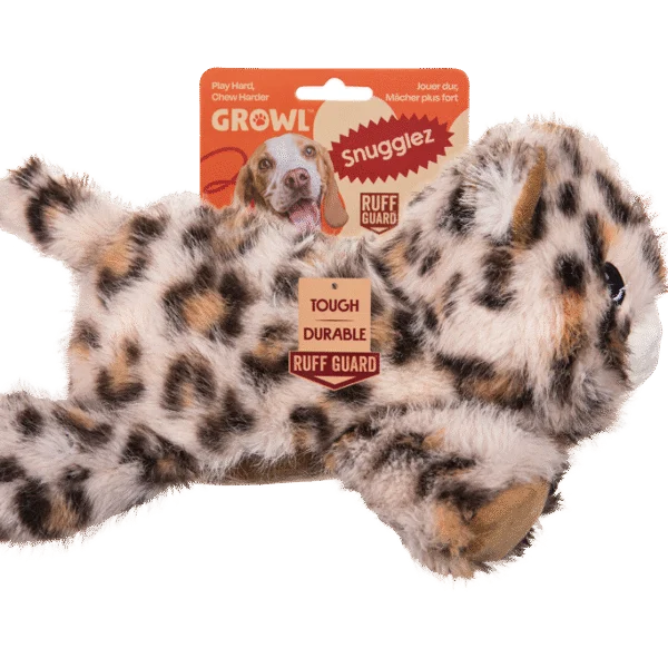 Peluche per cani con cuciture robuste – Growl Snugglez Larry il leopardo
