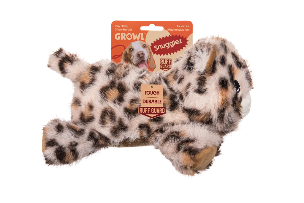 Peluche per cani con cuciture robuste – Growl Snugglez Larry il leopardo - immagine 1