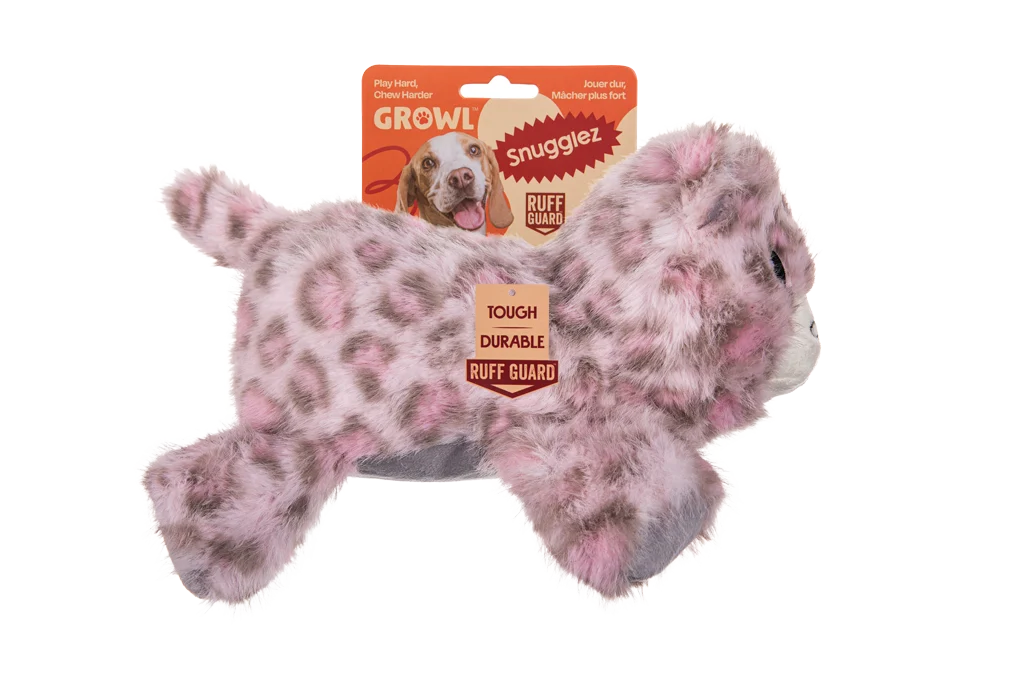 GROWL52079.png Peluche per cani con cuciture robuste – Growl Snugglez Sierra il leopardo delle nevi - immagine 1