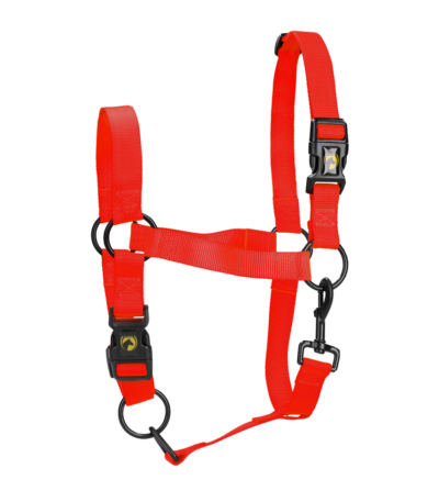 Cavezza in nylon con nasalina e sovracapo regolabili, rossa, XS – Excellent Essential