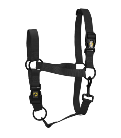 Cavezza in nylon con nasiera e testiera regolabili, nera, L – Excellent Essential