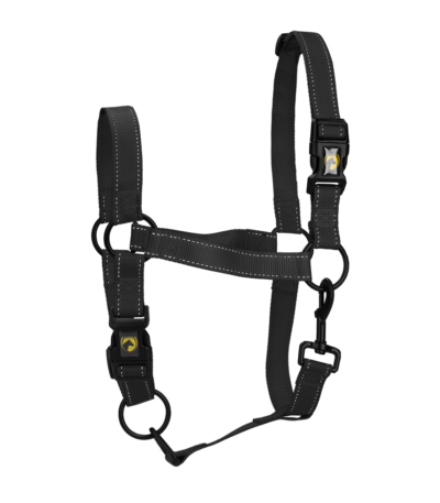 Cavezza in nylon con dettagli riflettenti, nera, S – Excellent Premium