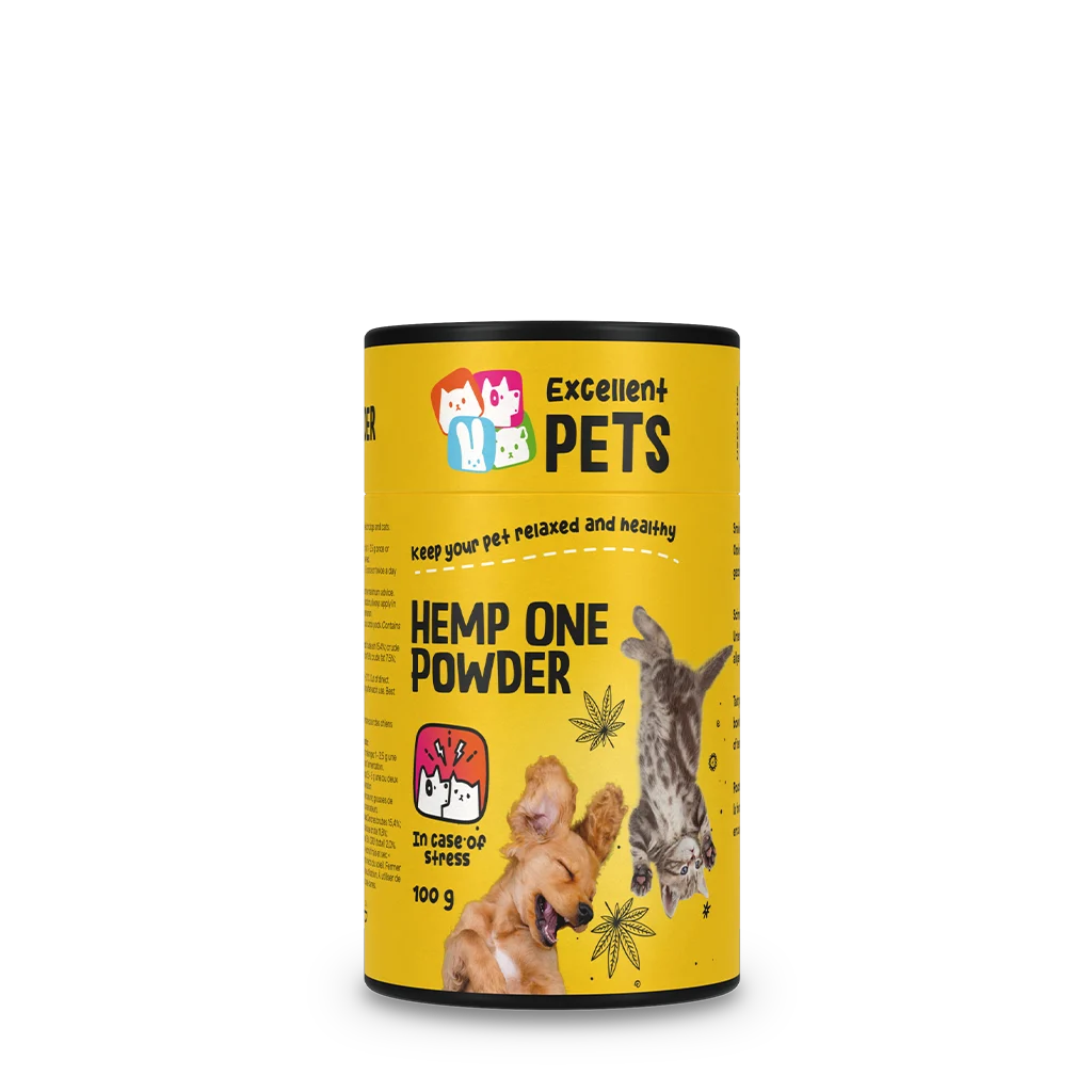 Polvere di fiori di canapa per cani e gatti con carruba, 100 g – Excellent Pets Hemp One Powder - immagine 1
