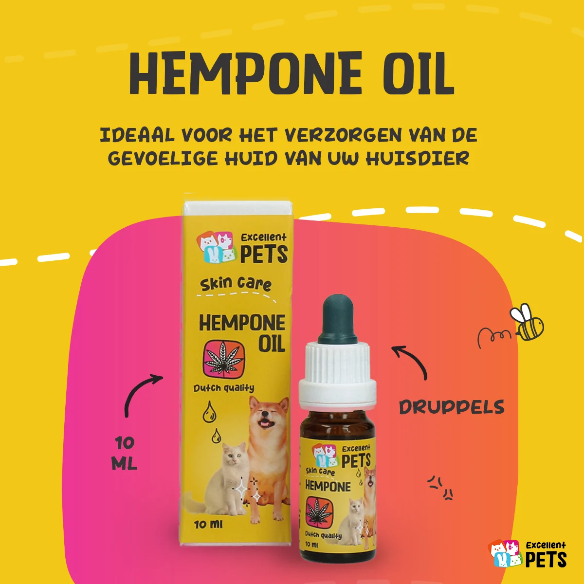 Olio per la cura della pelle dei cani con olio di semi di canapa, 10 ml – Excellent Pets HempOne Oil - immagine 2