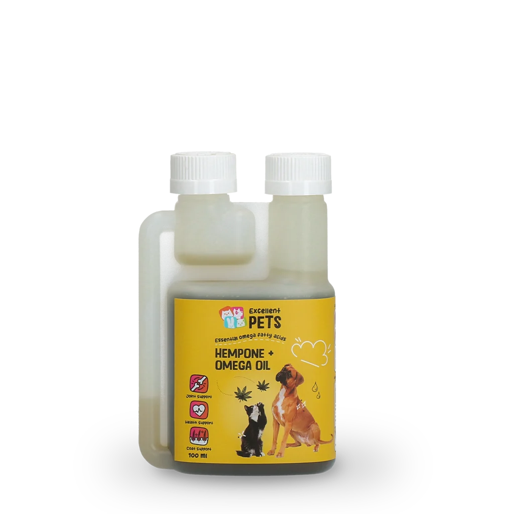 Miscela di oli per cani e gatti con olio di semi di canapa, 100 ml – Excellent Pets HempOne + Omega Oil - immagine 1