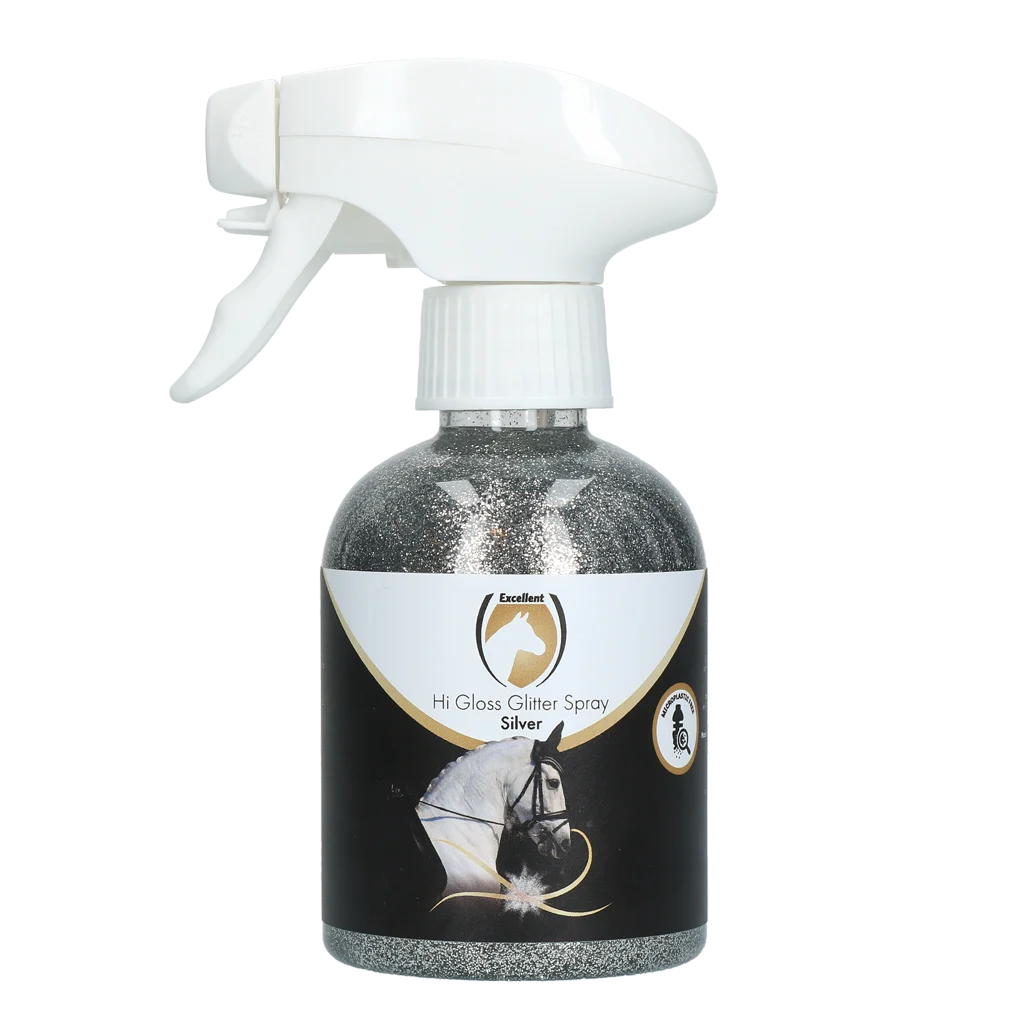 Spray glitter per mantello, criniera e coda, 250 ml – Excellent Horse Hi Gloss Glitter Spray Silver - immagine 1
