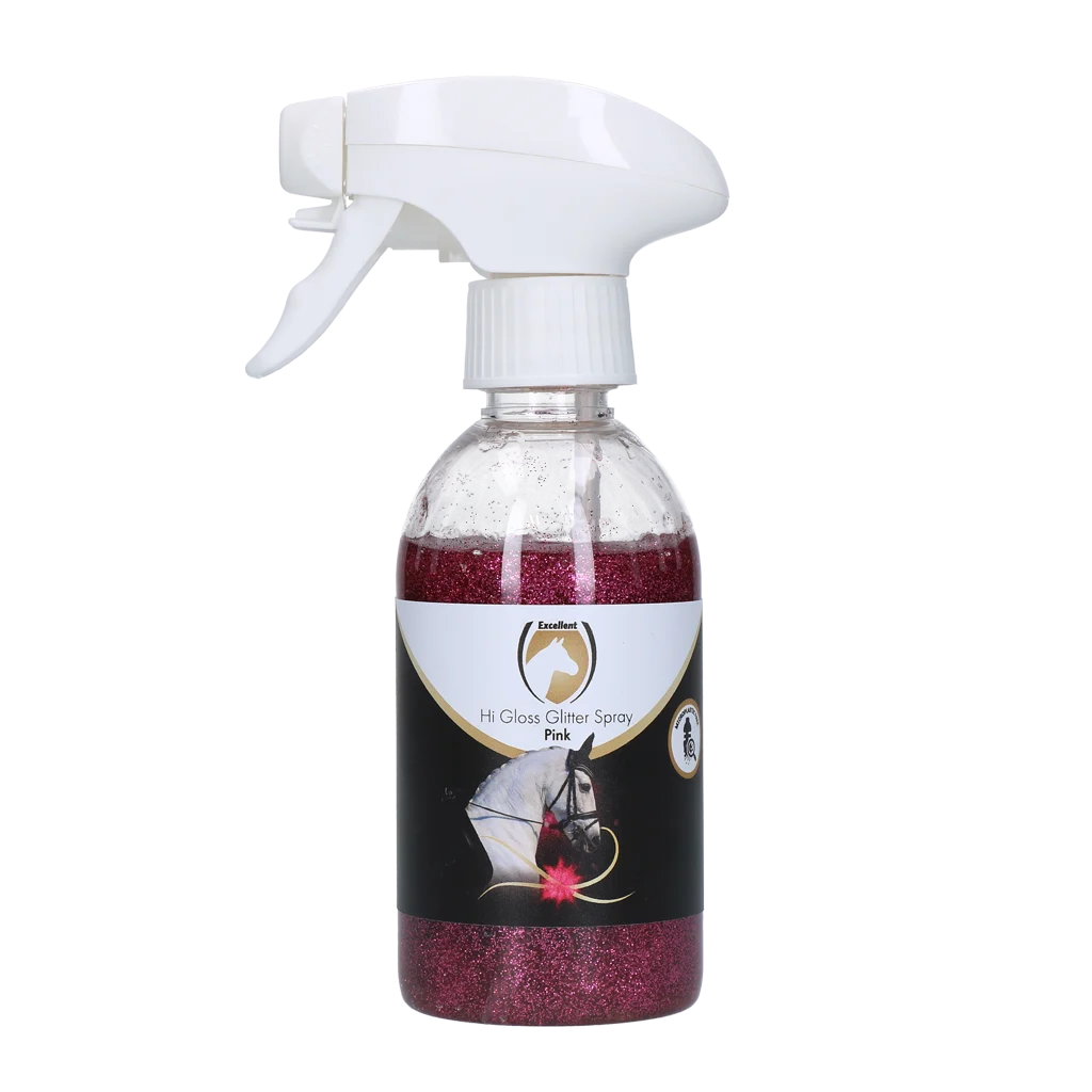 Spray glitter per mantello, criniera e coda, 250 ml – Excellent Horse Hi Gloss Glitter Spray Pink - immagine 1